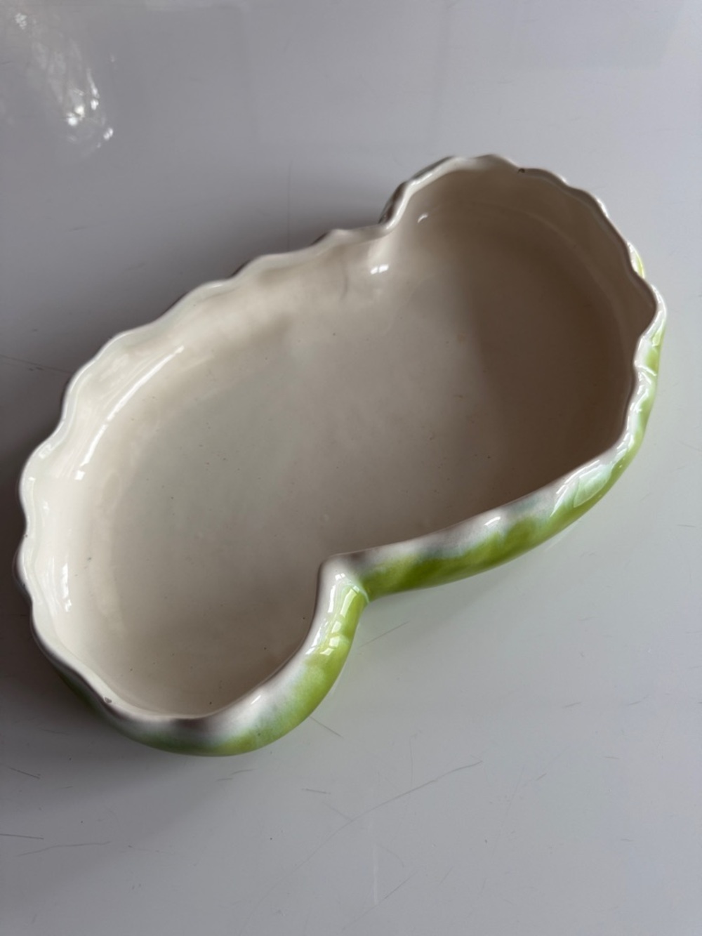 Haeger USA 1946 lotus float vintage chartreuse glazed dish garden planter - Picture 3 of 12